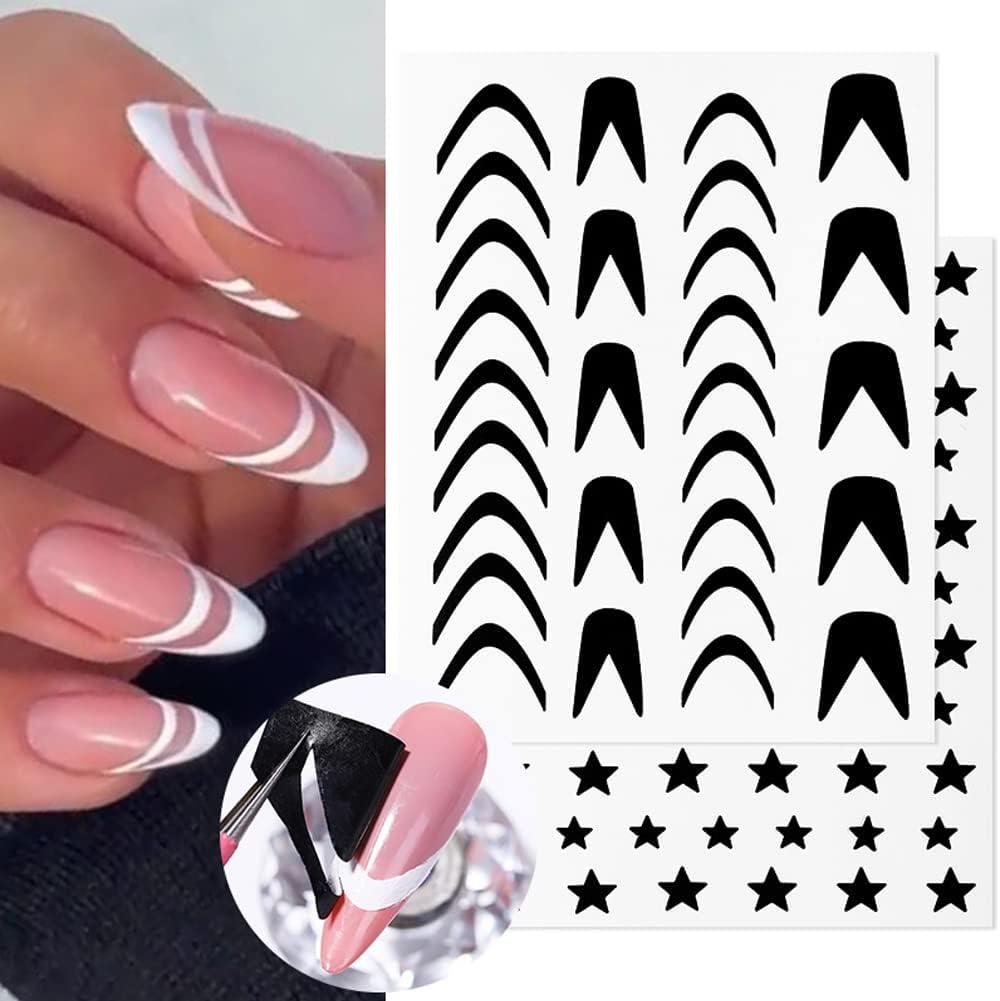 WNG Airbrushs Nail Stickers Nail Stencils French Tip Butterfly Star Heart  Line Nail Decals Printing Template DIY Stencil Tool Nail Designs Nail