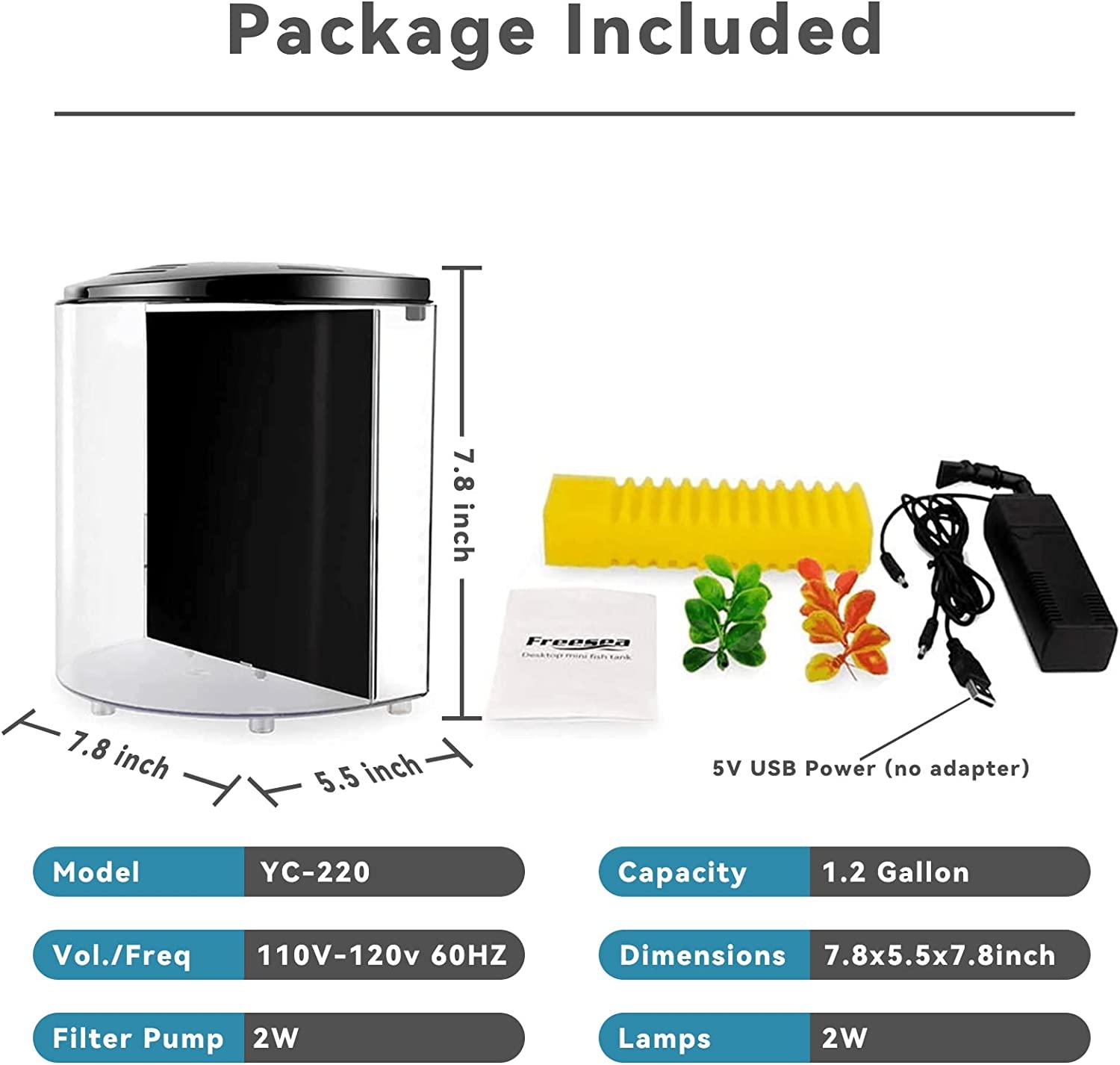 YCTECH 1.2 Gallon Aquarium Starter Kits Betta Fish Tank Goldfish Tank