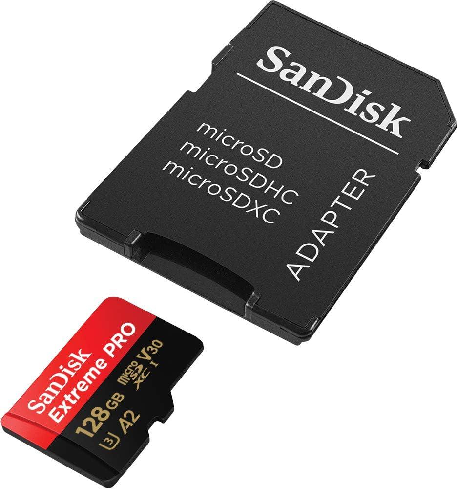 SanDisk 128 Go Extreme PRO microSDXC carte + adaptateur SD + RescuePro  Deluxe jusqu'à 200 Mo/s avec des performances applicatives A2 UHS-I Class  10 U3 V30 : : Informatique