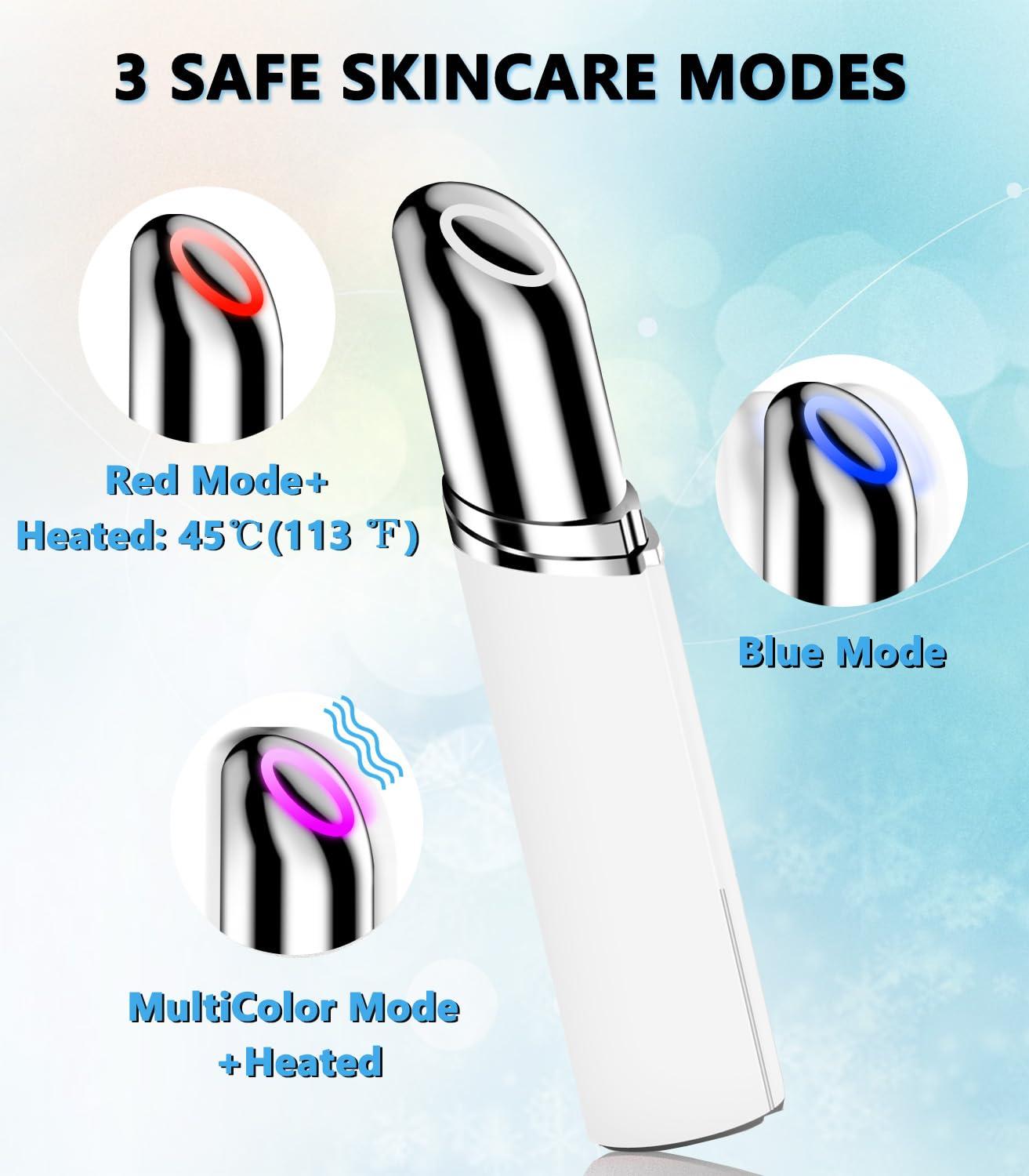 Neck Face Massager - BUV Mini LED Sculpting Tool with 3 Color Modes & Vibration for Enhanced Skin Care - Baby White Neck Face Massager - BUV Mini LED Sculpting Tool with 3 Color Modes & Vibration for Enhanced Skin Care - Baby White