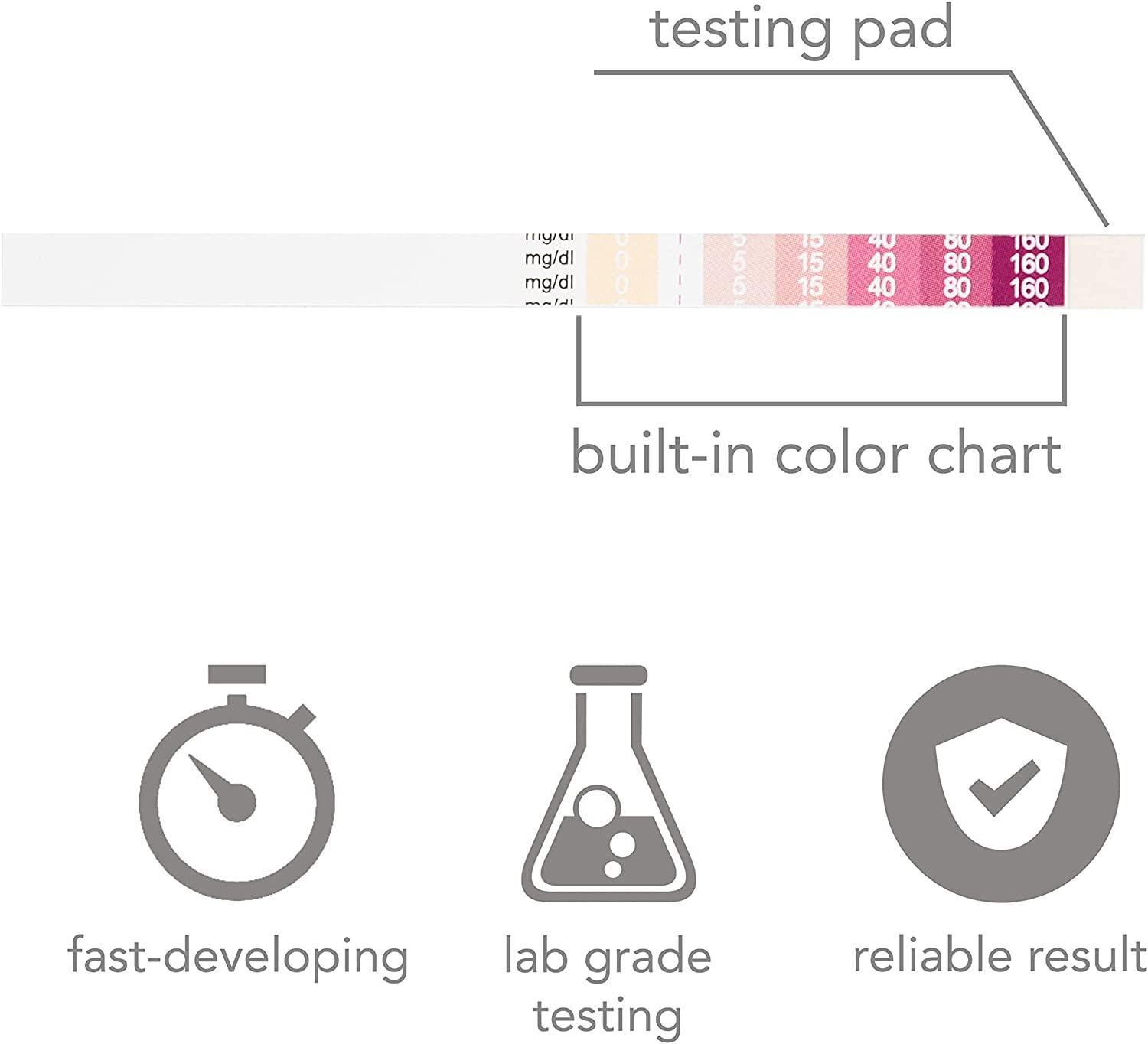 Chroma Keto Builtin Color Chart Ketone Testing Strips Urinalysis of
