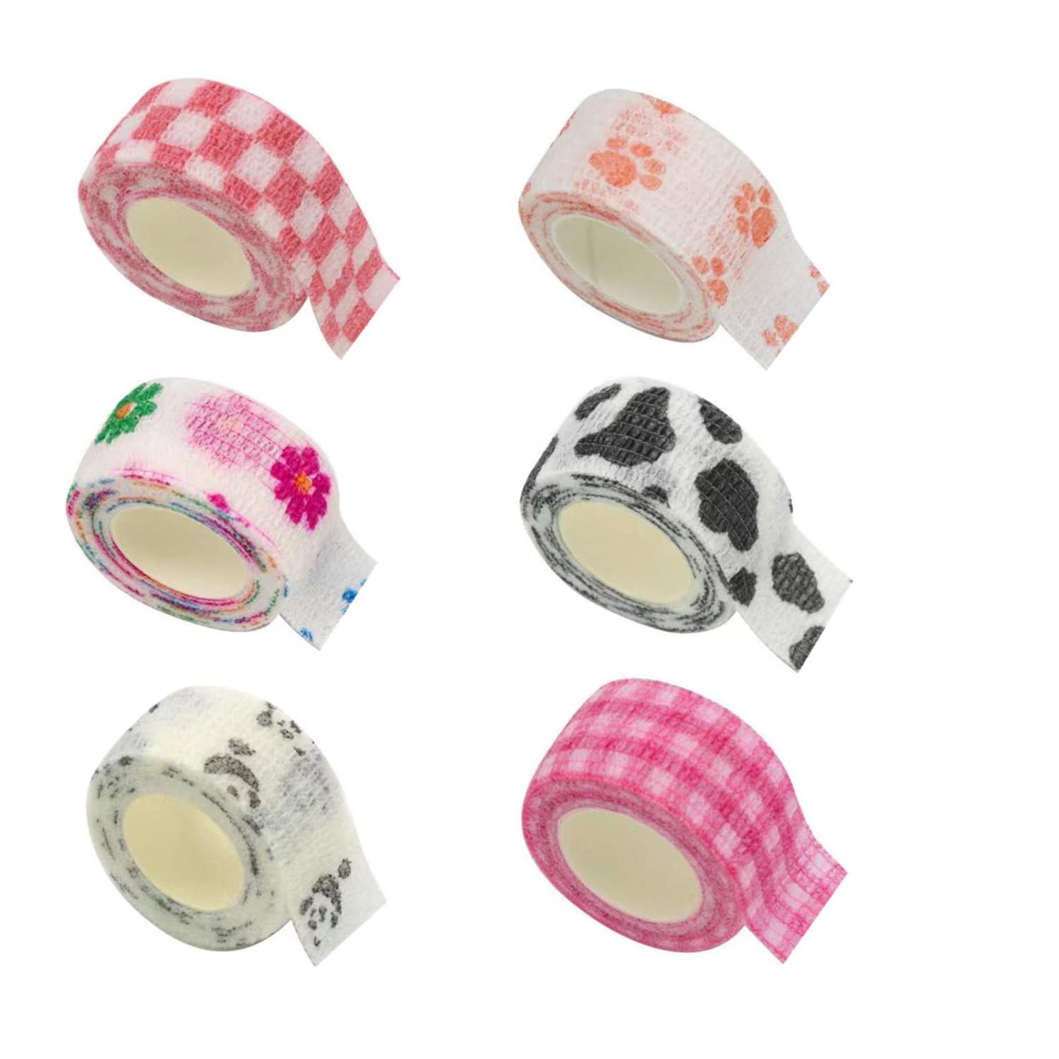 6 Rolls Self Adhesive Bandage Wrap Tape Tattoo Grip Tape Adherent Vet