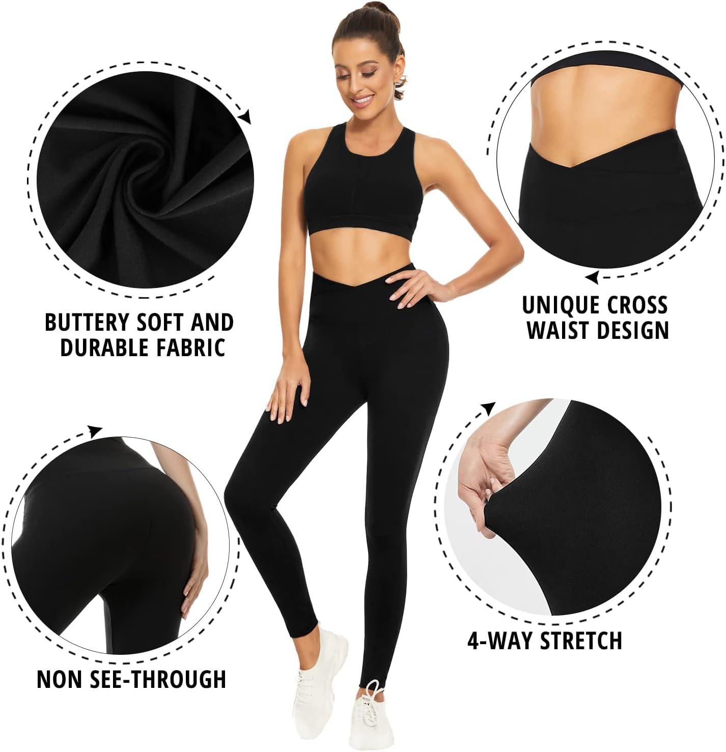  we fleece Women's V Crossover Flare Leggings-High Waisted Tummy  Control Casual Workout Flare Yoga Pants Black Wide Leg Pants (Small, Black)  : Clothing, Shoes & Jewelry