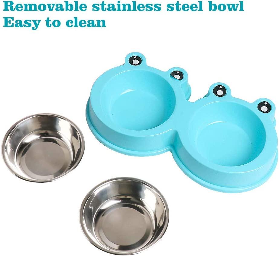 Double Dog Cat Bowls Premium Stainless Steel Pet Bowls with NoSlip