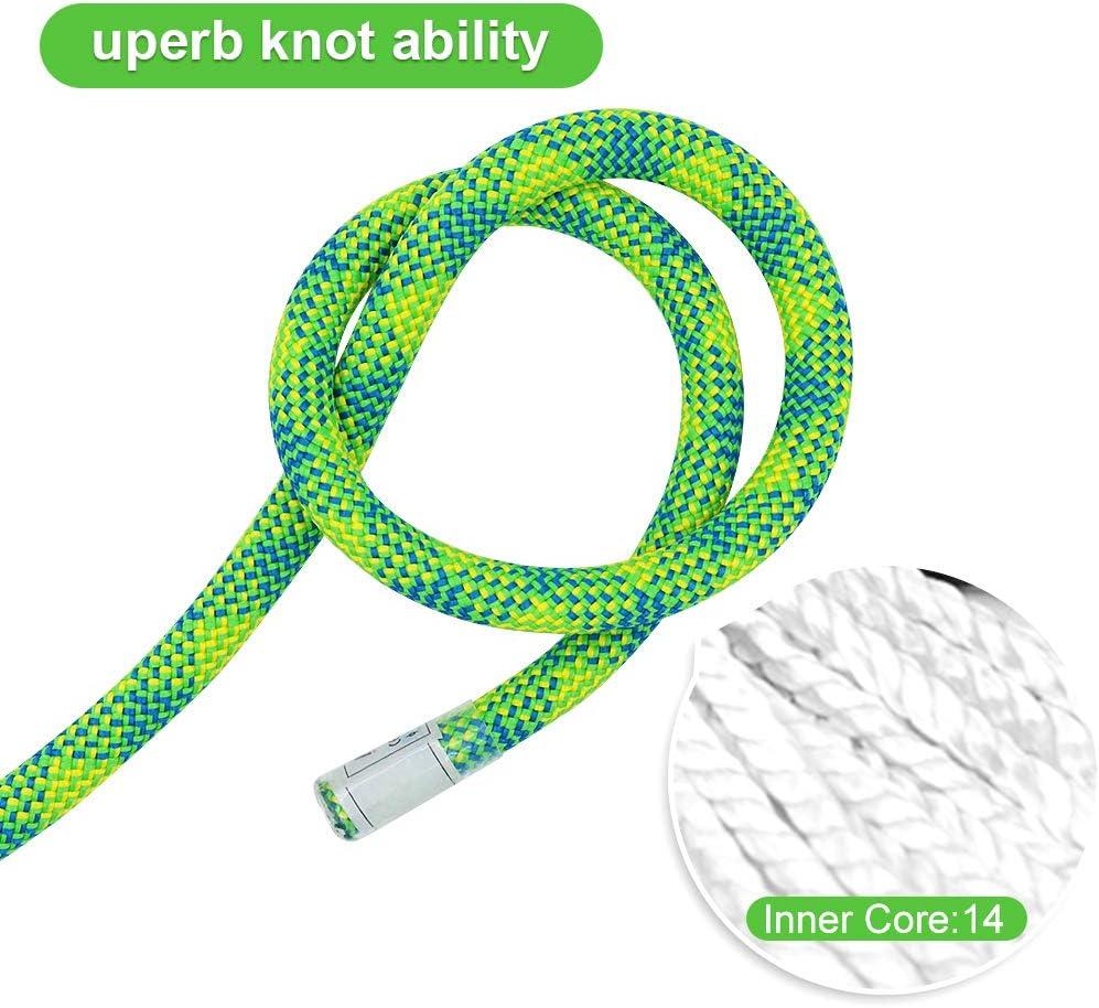 X XBEN 10.5 mm UIAA Dynamic Climbing Rope 20M(65FT) 35M(115FT) 45M(150FT)  60M(200FT), Safety Nylon Kernmantle Rope for Rock Climbing, Tree Climbing,  Ice Climbing, Rappelling, Rescue Green Dynamic - 20M(65 Foot)