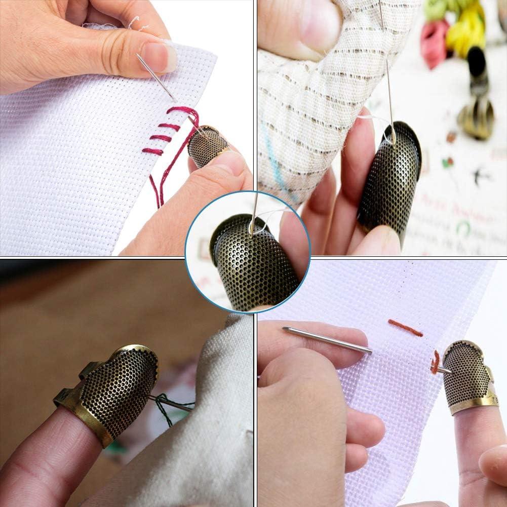 Quadow 4 Pieces Sewing Thimble Metal Copper Sewing Thimble Finger Protector  Adjustable Finger Shield Ring Fingertip Thimble Sewing Quilting Craft  Accessories DIY Sewing Tools(