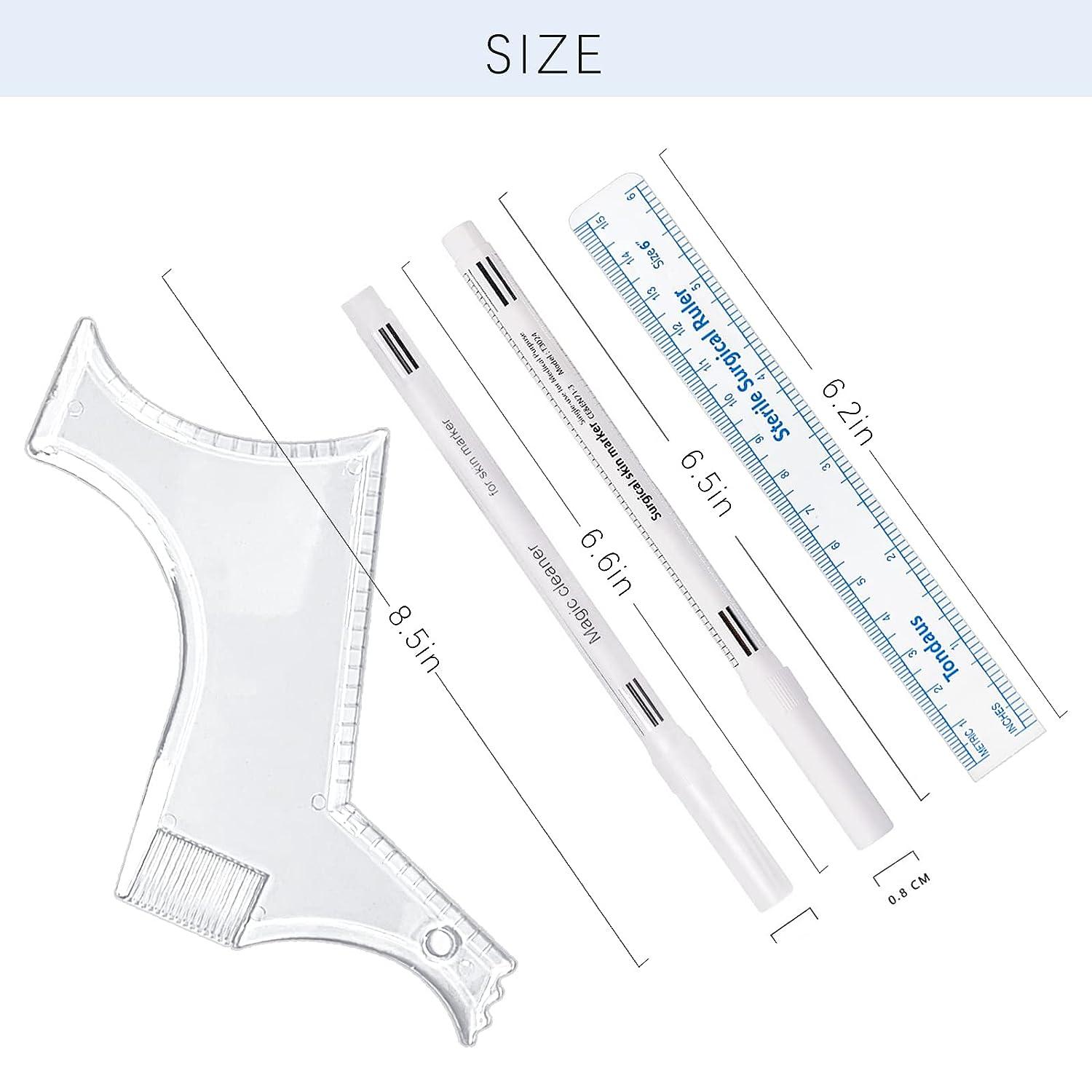 Barber Pencil Set: 8 Microblading Marker Pens with Removal Pen, Ruler ...