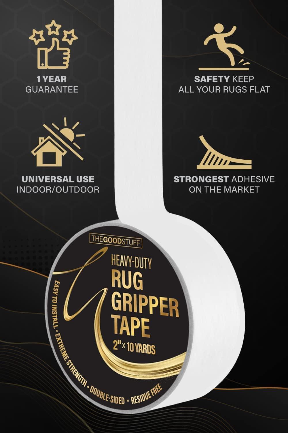 The Good Stuff Rug Gripper Tape for Hardwood and Laminate Floors [10  Yards/Extreme Strength] Keep Rug in Place on Carpet, Laminate, Tiles, and  Wooden Floors, with Rug Tape Carpet Tape Double Sided 