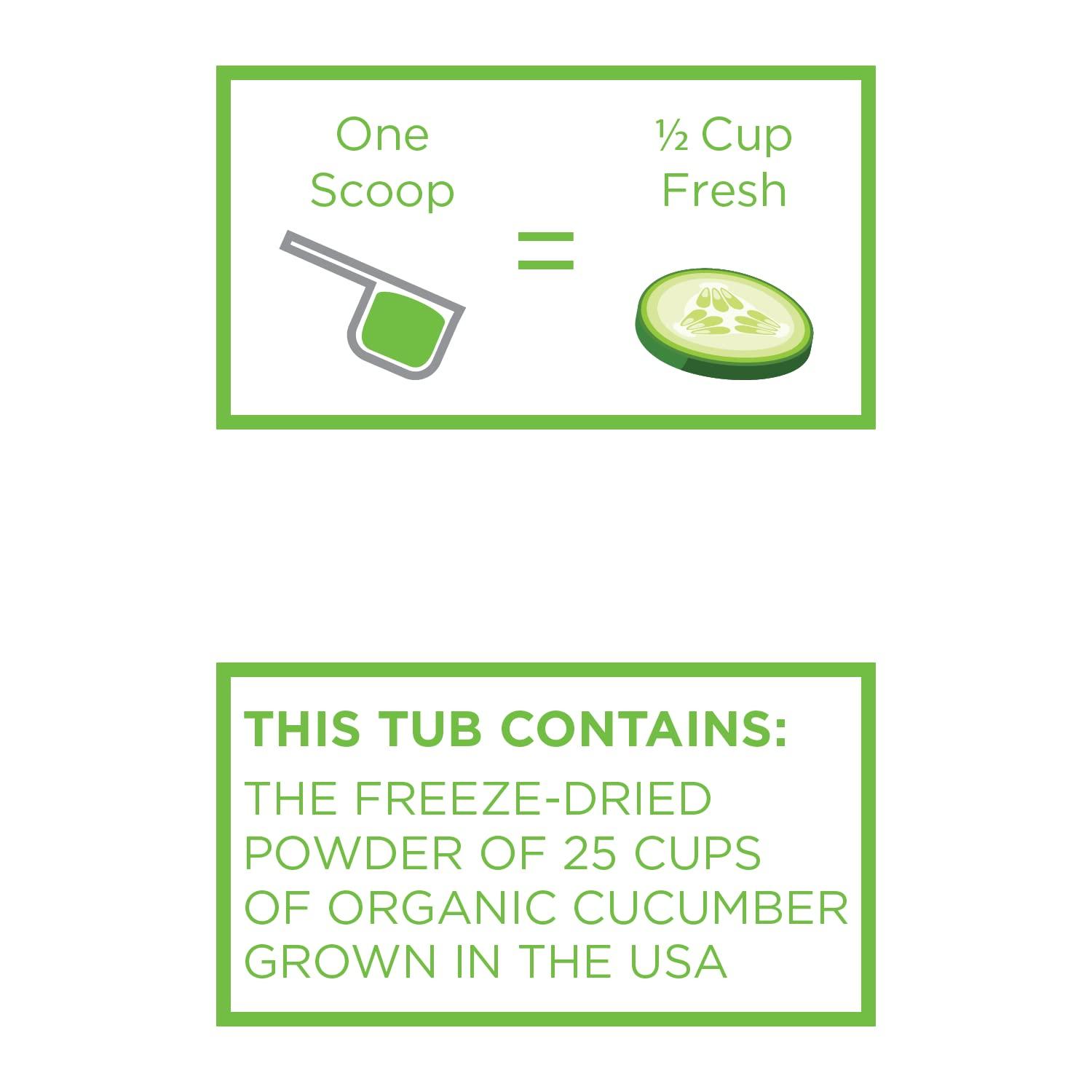 KOYAH Organic USA Cucumber Powder FreezeDried WholeVegetable, 50 Servings