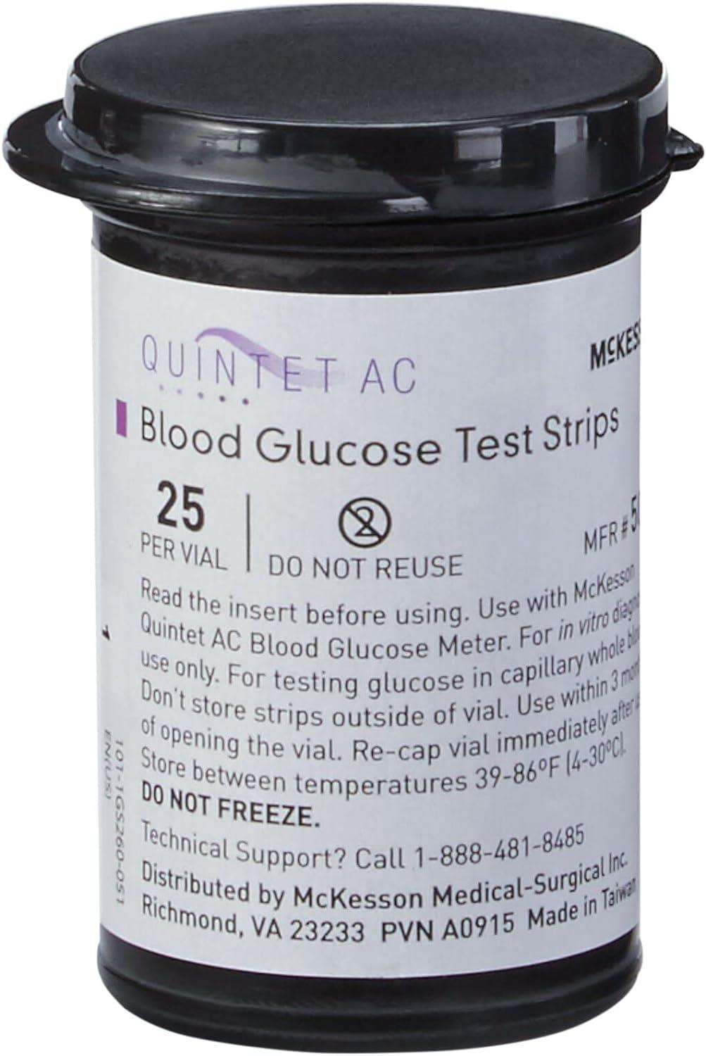 McKesson QUINTET AC Blood Glucose Test Strips Auto Coding Noble