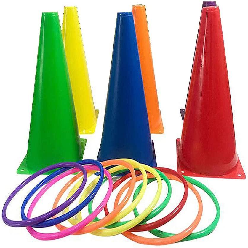 OBTANIM 12 Pcs Plastic Ring Toss Game for Kids and Outdoor Toss Rings for  Speed and Agility Practice Games, Random Colors