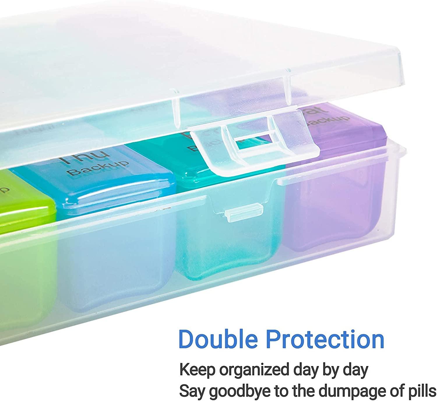 1 Pill Organizer with Stylish Carrying Case-4 Times a Day for 7