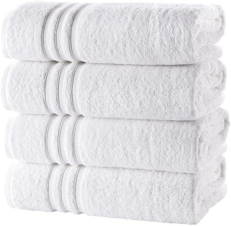 Hammam Linen White Bath Towels 4-Pack - 27x54 Soft and Absorbent, Premium  Quality Perfect for Daily Use 100% Cotton Towel 600 GSM