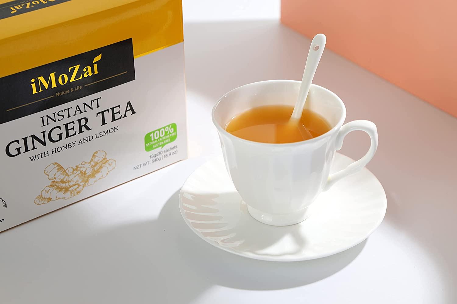 Imozai Instant Ginger Tea With Honey Crystals (Lemon Flavor, 30 Sachets