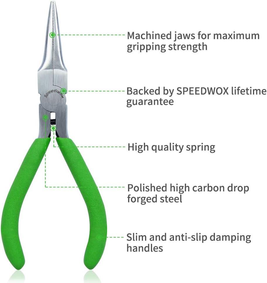 SPEEDWOX Mini Needle Nose Pliers Thin Serrated Jaw 41/2 Inches Small