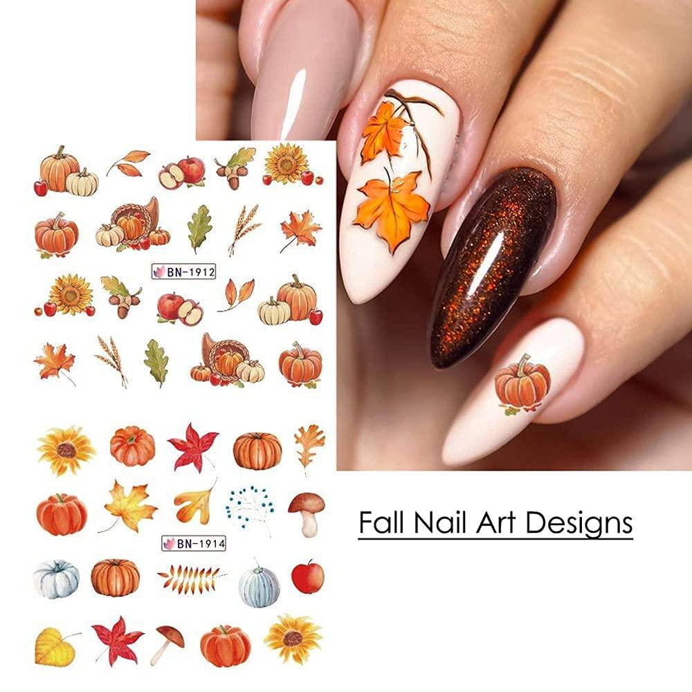 Autumn Maple Leaf Stickers For Manicure Holographic Golded Yellow Falls Nail  Stickers Decals 3D Full Nail Decor Sliders SLSW-T - AliExpress