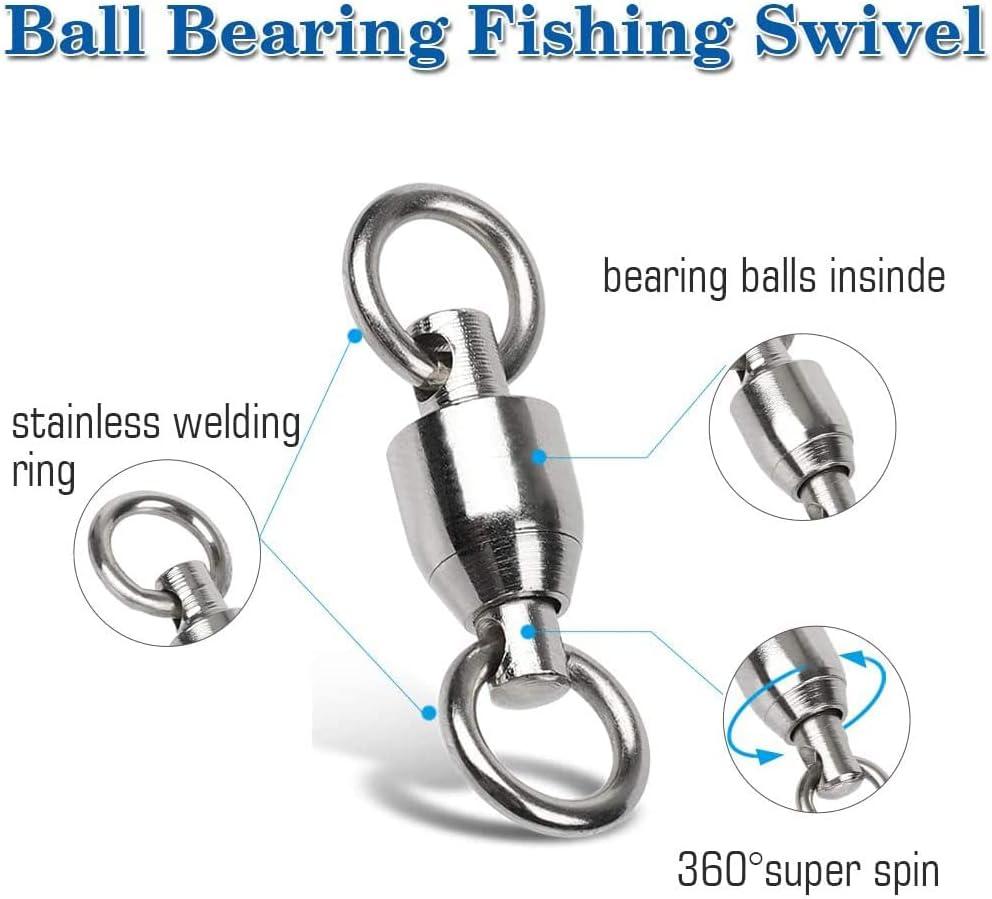 AMYSPORTS Ball Bearing Swivels Connector High Strength Stainless Steel  Solid Welded Rings Barrel Swivels Saltwater Freshwater Fishing Size5  (143lb) 25 pcs