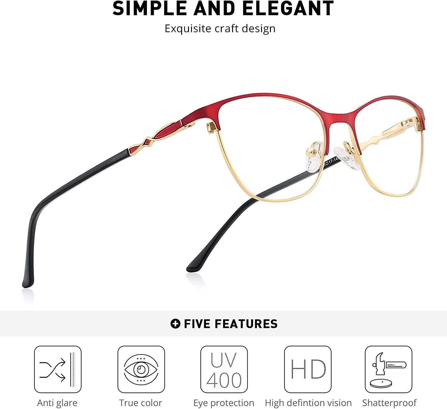 OLIEYE Cat Eye Reading Glasses for Women - Retro Design Computer ...