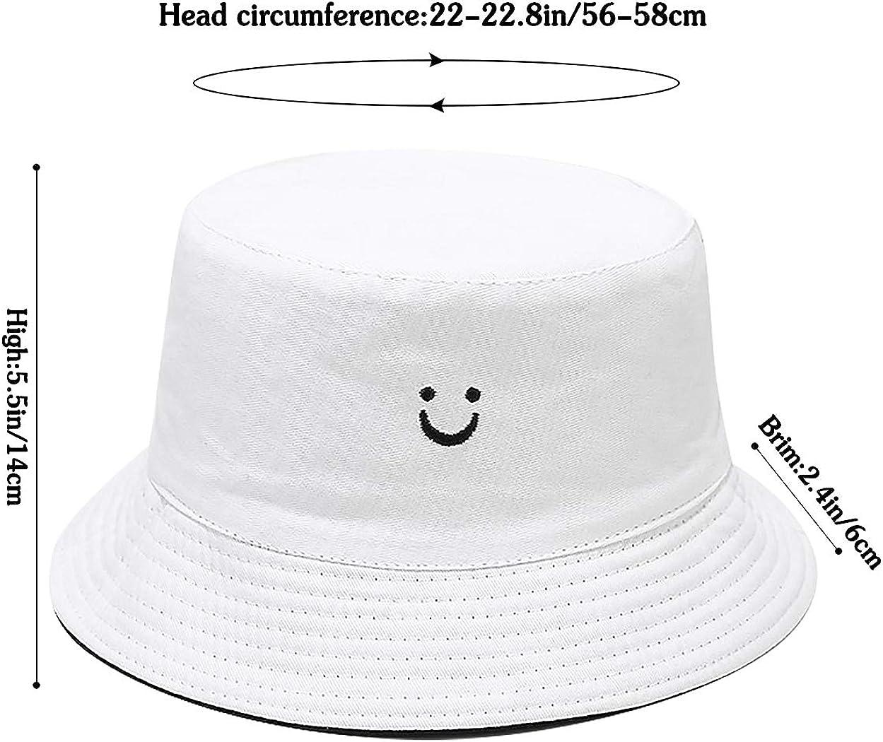 Malaxlx Unisex Bucket Hat Beach Sun Hat Aesthetic Fishing Hat for Men Women  Teens, Reversible Double-Side-Wear Smile Face