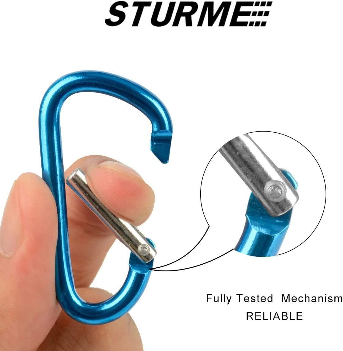 STURME 2 Aluminum D Ring Carabiners Clip D Shape Spring Loaded Gate Small Keychain  Carabiner Clip Set Outdoor Camping Mini Lock Snap Hooks Spring Link Key  Chain Durable Improved 24 PCS Assorted
