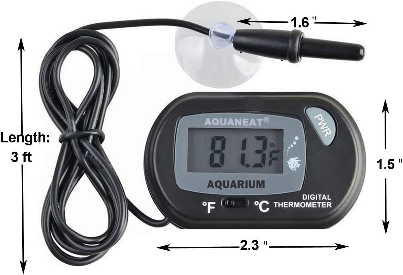 AQUANEAT 3 Pack Aquarium Thermometer, Reptile Thermometer, Fish Tank  Thermometer, Digital Thermometer, Terrarium Water Temperature Test, with Large  LCD Display