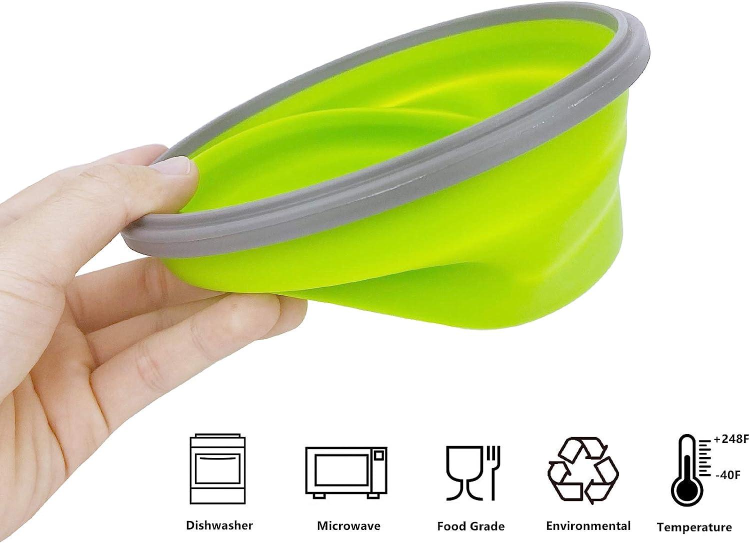 CCyanzi Green Round Collapsible Food Containers Collapsible Silicone Bowls  Silicone Food Storage Containers with Airtight