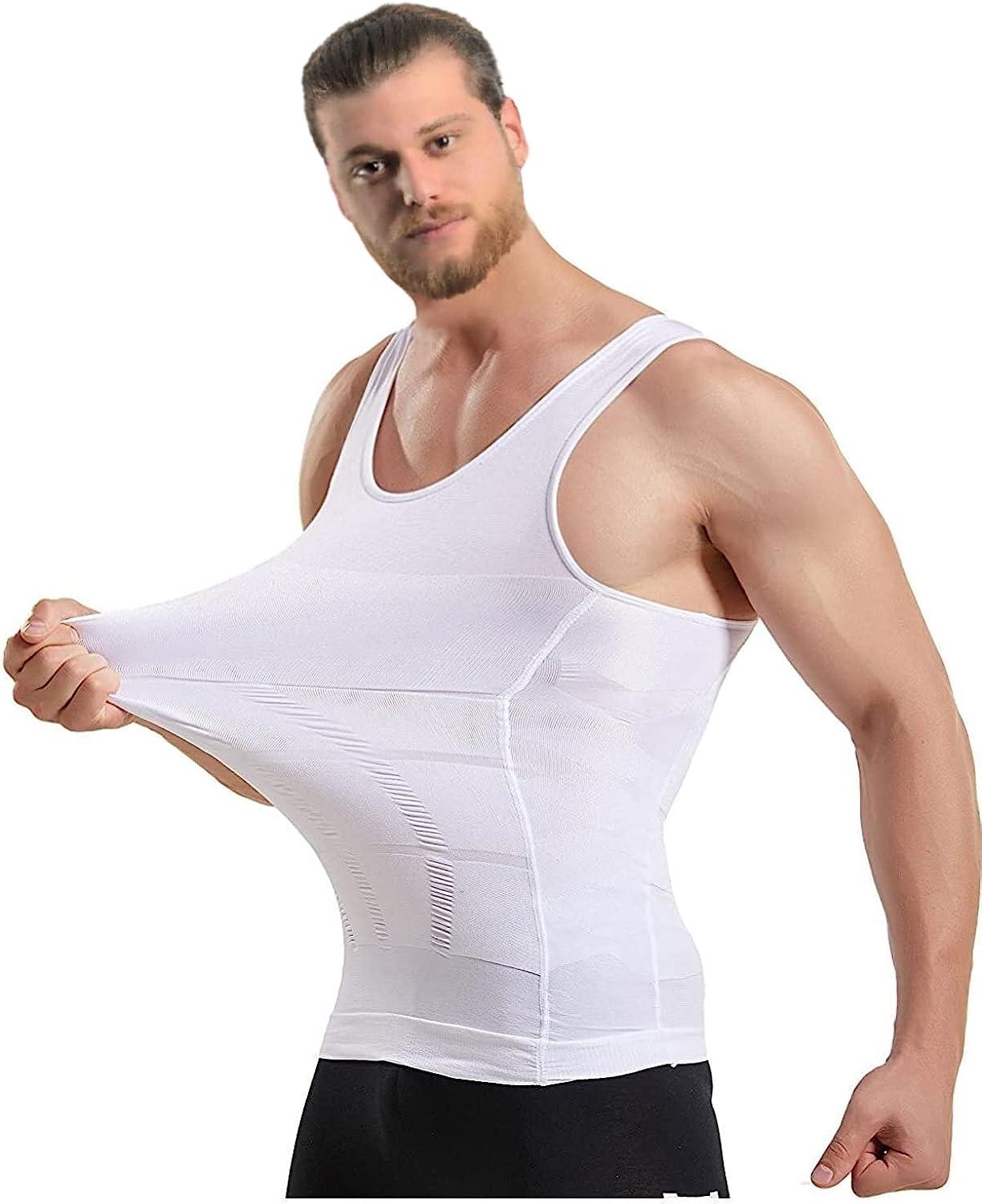 Mistirik Compression Shirts for Men - Mens Slimming Body Shaper Vest - Tight  Tank Top for Men - Compression Shirt Tank Top White X-Large