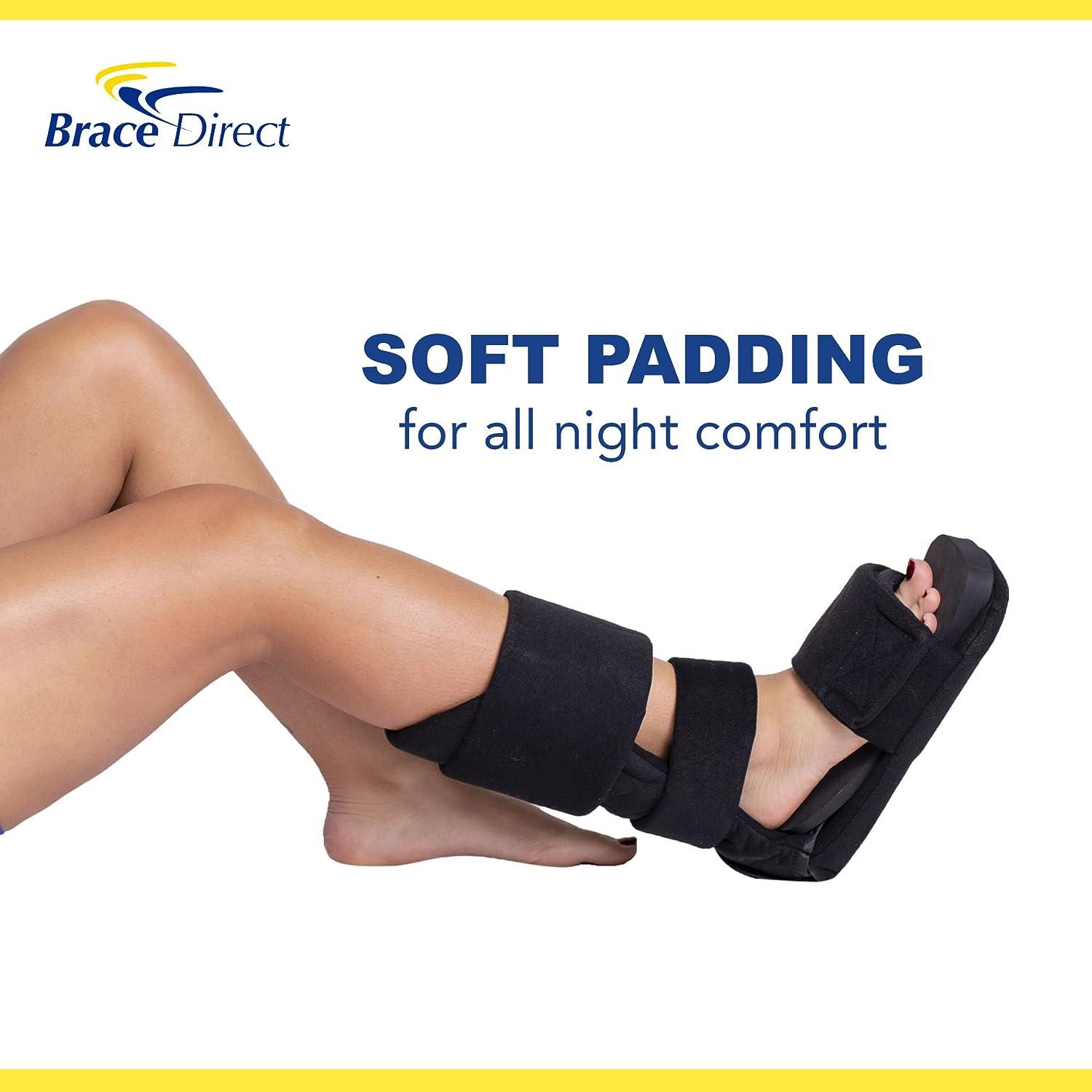Brace Direct 90 Degree Comfort Padded Night Splint- Soft Sleeping Boot-  Stretch for Plantar Fasciitis Achilles Tendinitis and Heel Pain- Right or  Left Foot- Men or Women