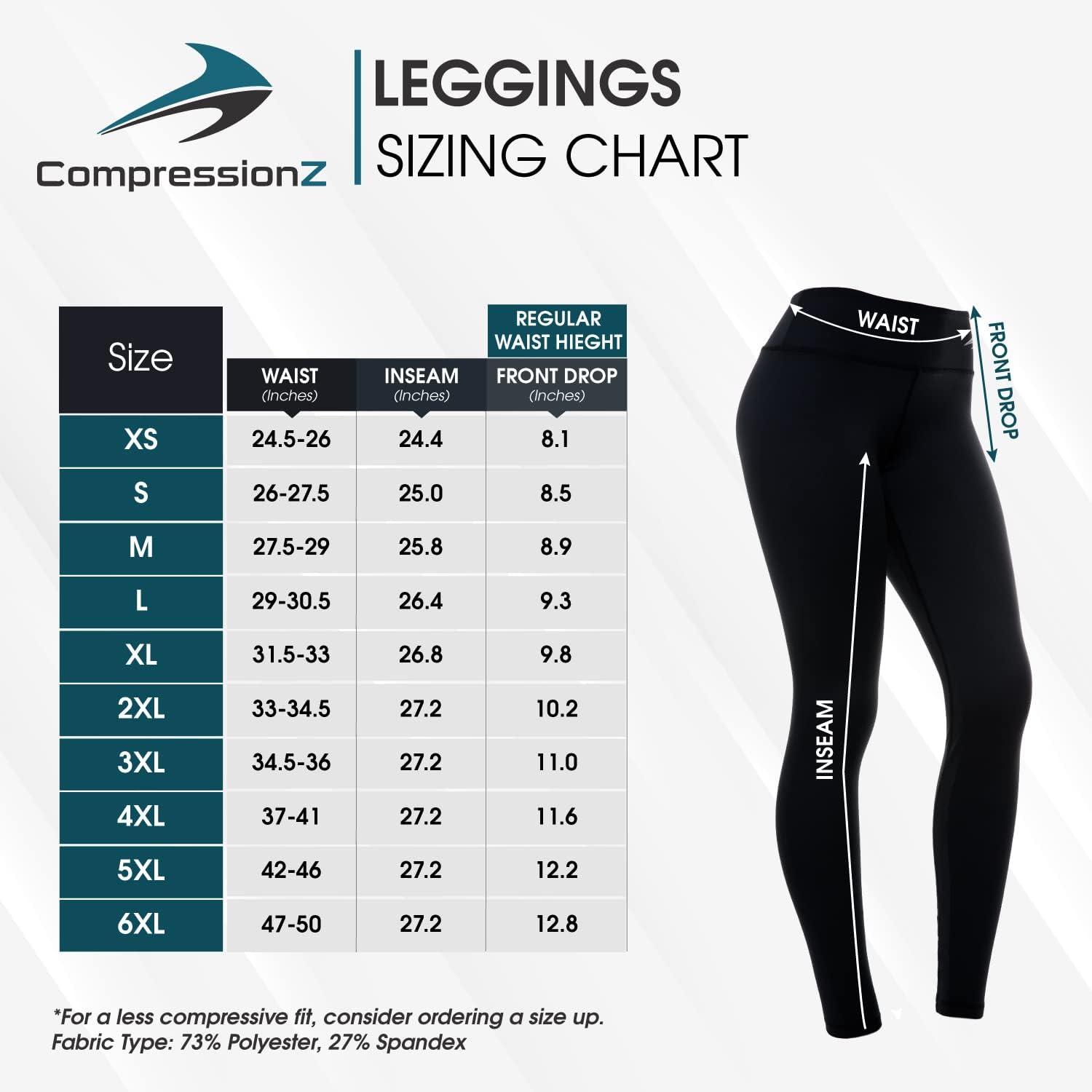 CompressionZ High Waisted Women's Leggings - Compression Pants for Yoga  Running Gym & Everyday Fitness Black Medium