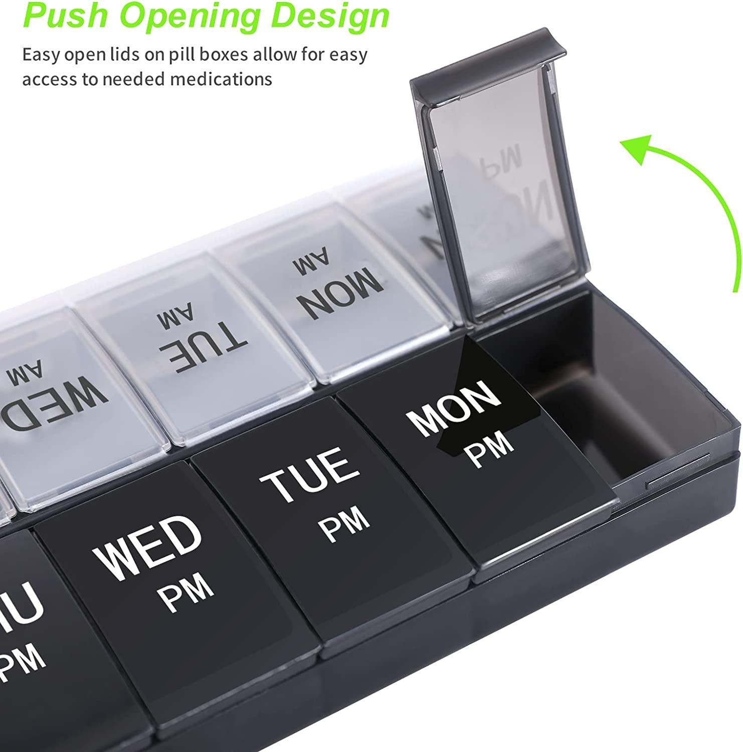 XL 7 Day Pill Organizer 2 Times a Day,AM PM Extra Large Pill Organizer