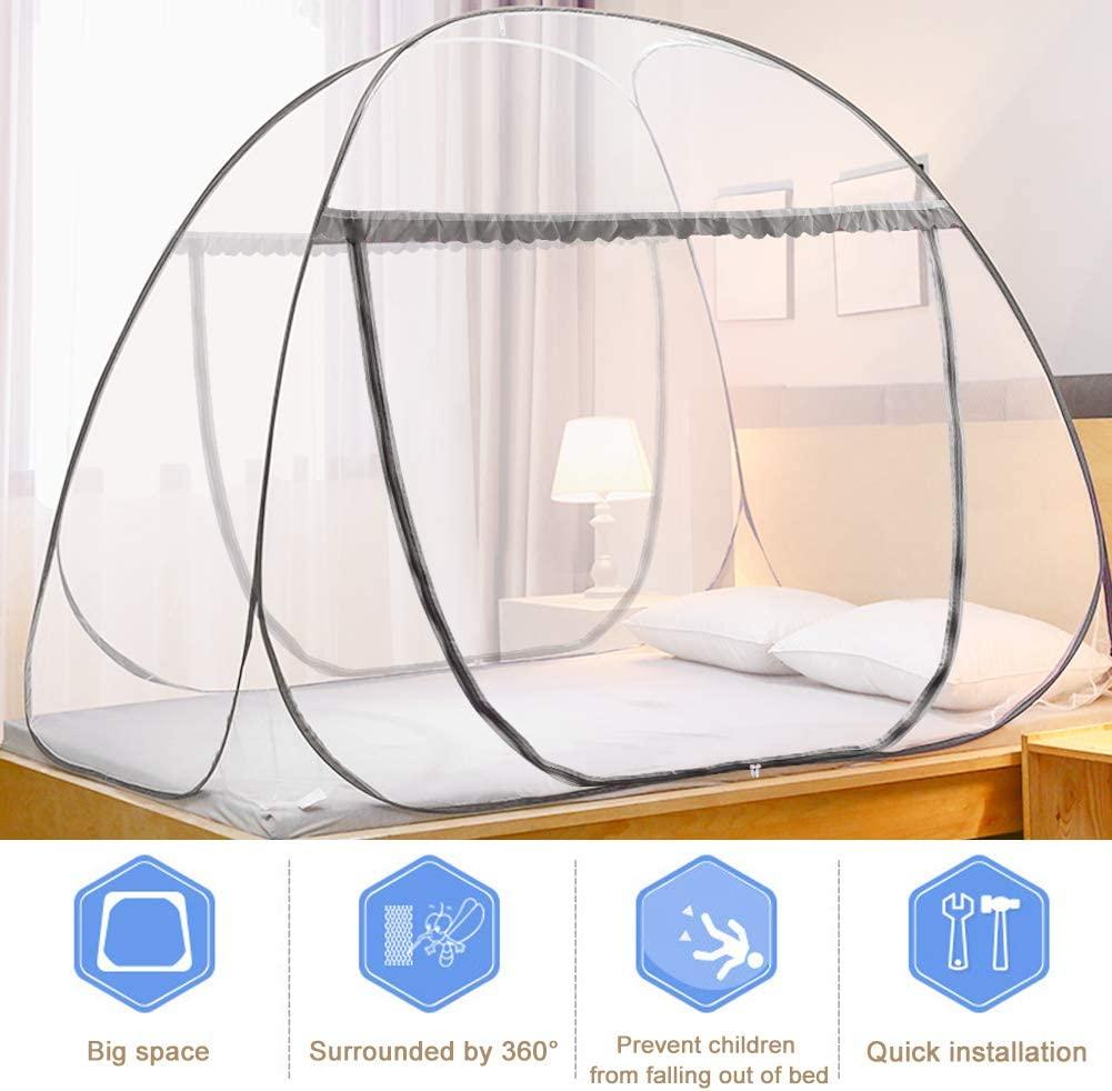 Portable Pop-Up Brown Mosquito Net Tent for Bed, L79 x W71 x H59