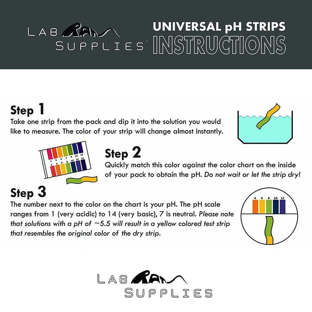 LabRat Supplies Plastic pH Test Strips Universal Application (pH 014