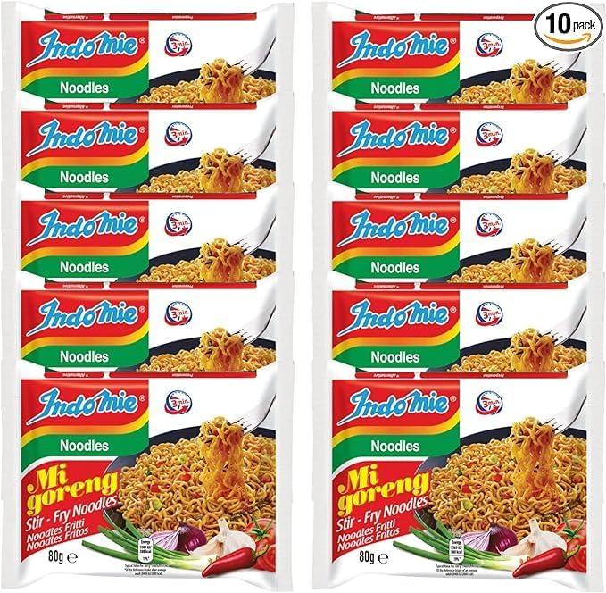 Indomie Mi Goreng Stir Fry Noodles Original Flavor 80g (Pack of 10