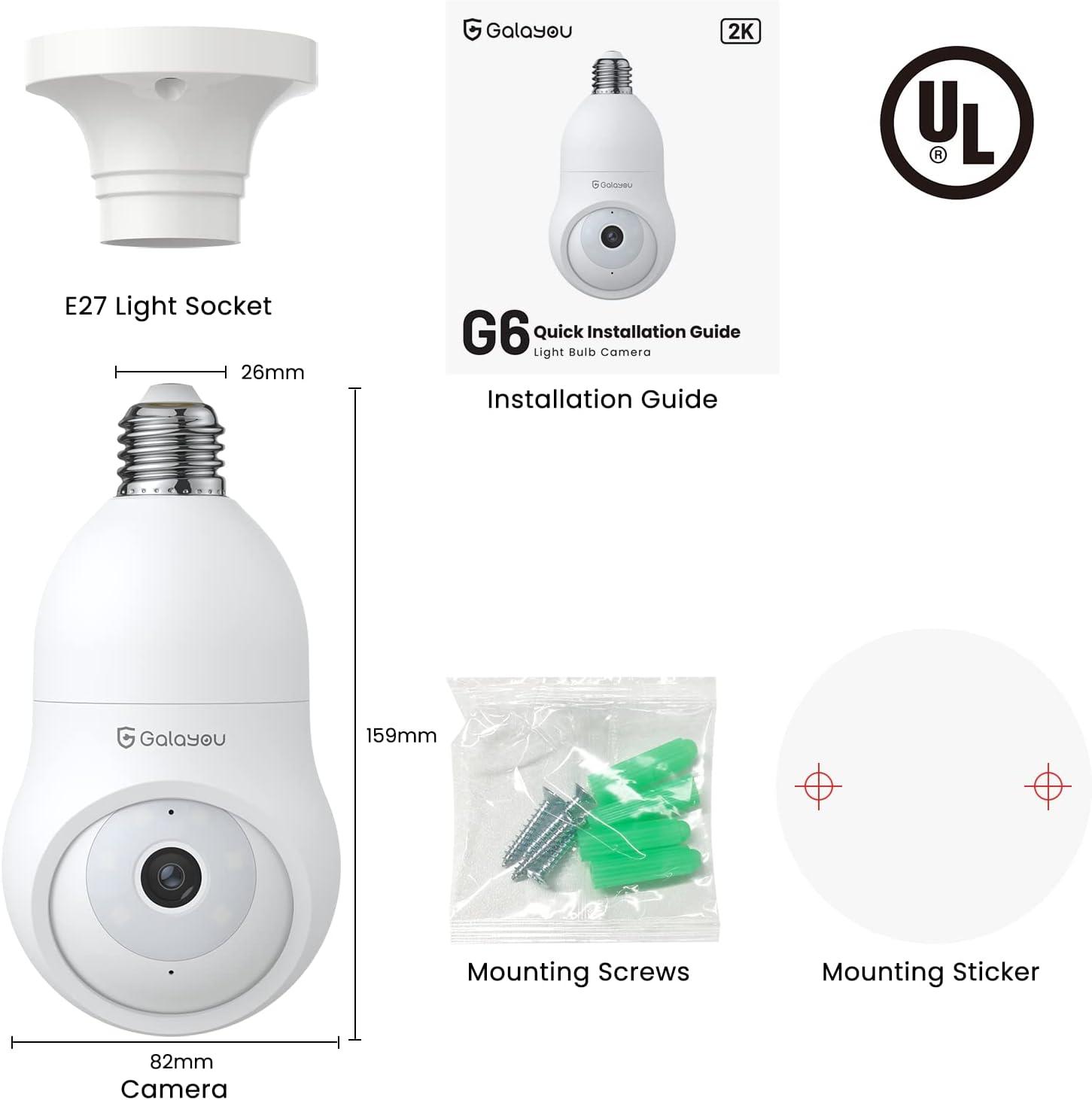  GALAYOU 360 Light Bulb Security Camera - Socket
