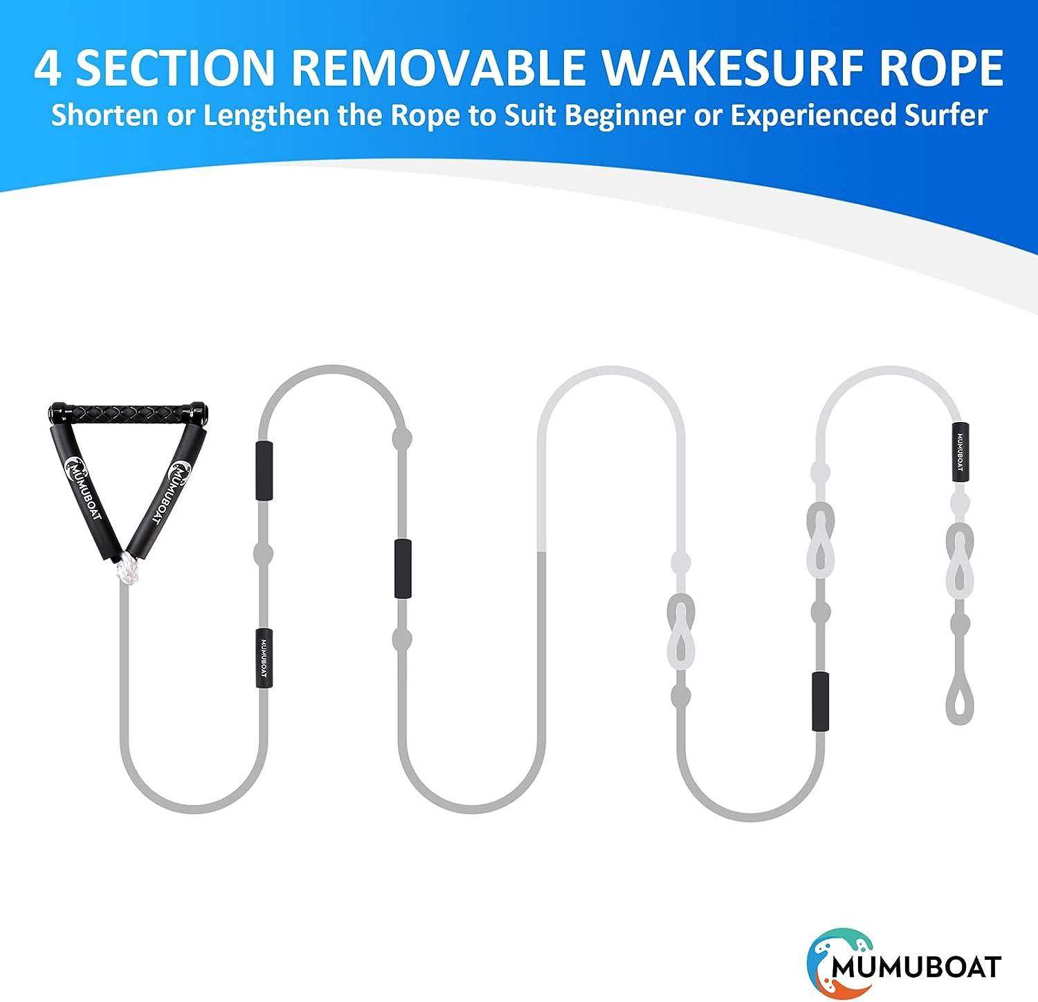MUMUBOAT 25ft Adjustable Wakesurf Rope with Handle Floating
