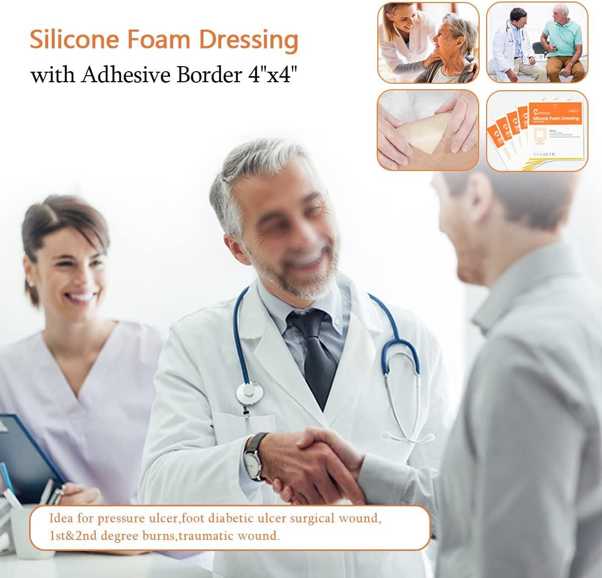 High Absorbency Silicone Foam Dressing for Pressure Ulcers, Bedsores, and Diabetic Ulcers 10