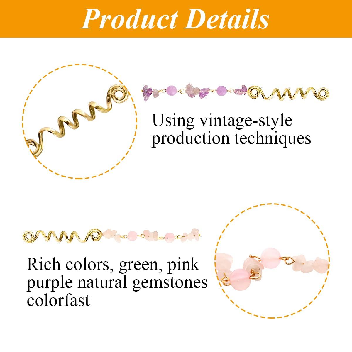 Handmade Hair Jewelry for Braids Colored Natural Stone crystal Locs