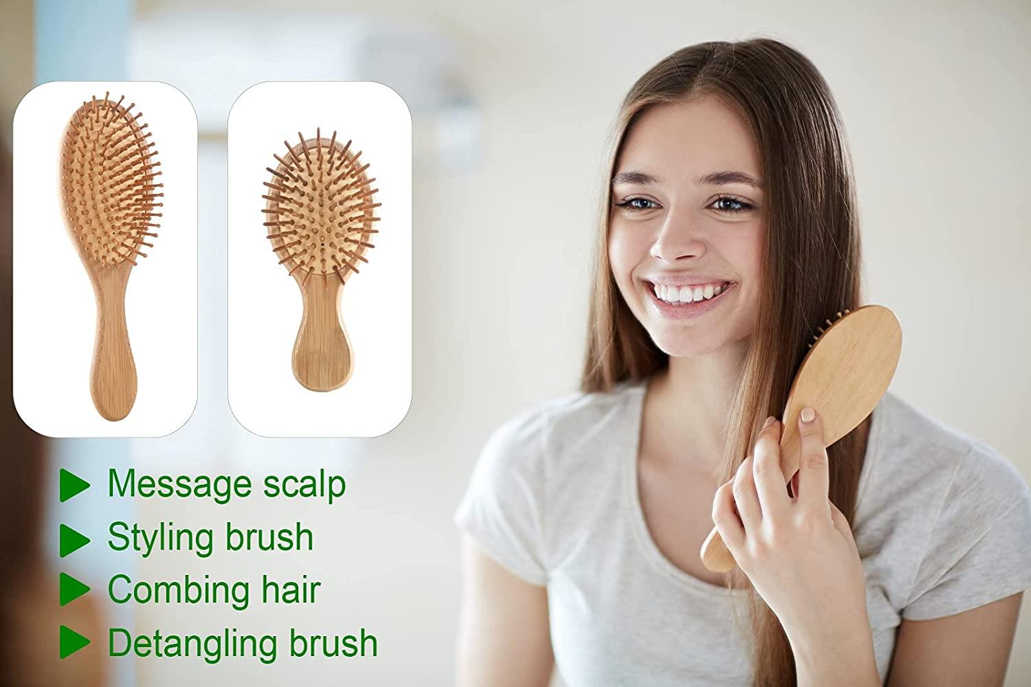 Bamboo Hair Brush Comb Set, Eco-Friendly Anti-Static Detangling Comb  Hairbrush for Women and Men - Tail Comb, Tooth Comb, Big and Mini Massage  Wooden Brush for Thick Thin Curly Straight Dry Wet