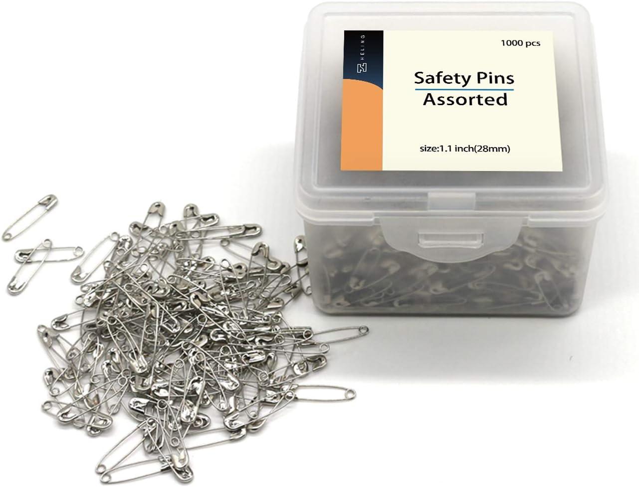  1000Pcs Safety Pins Assorted, 1.5 Inch Rust-Resistant Steel  Wire Silver Sewing Safety Pins For Clothes, Large Safety Pins 1.5 Inch Bulk  For Clothes Crafts Use