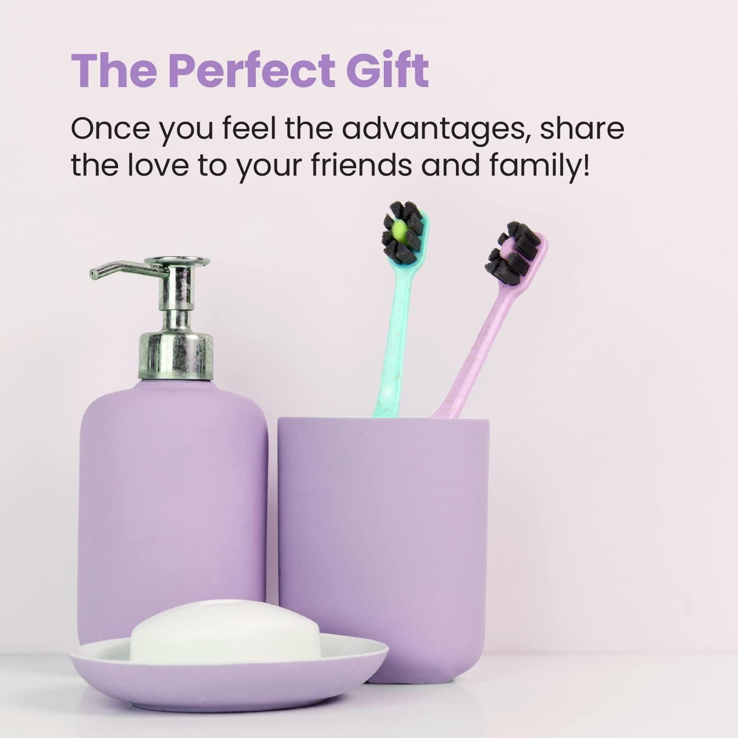 Lindo EcoCare Polishing Toothbrush Charcoal Infused Bristles & Biodegradable Handle for