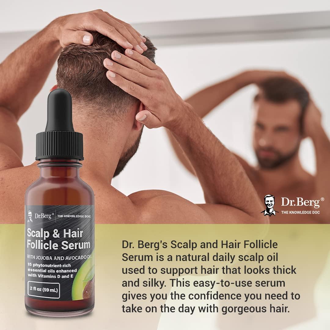 Dr. Berg's (All In One) Hair Growth Serum w/ Jojoba Oil & Castor Oil For  Fuller Thicker Hair | Contains 13 Plant-Based All Natural Hair Growth Oils  | Added Vitamin E &