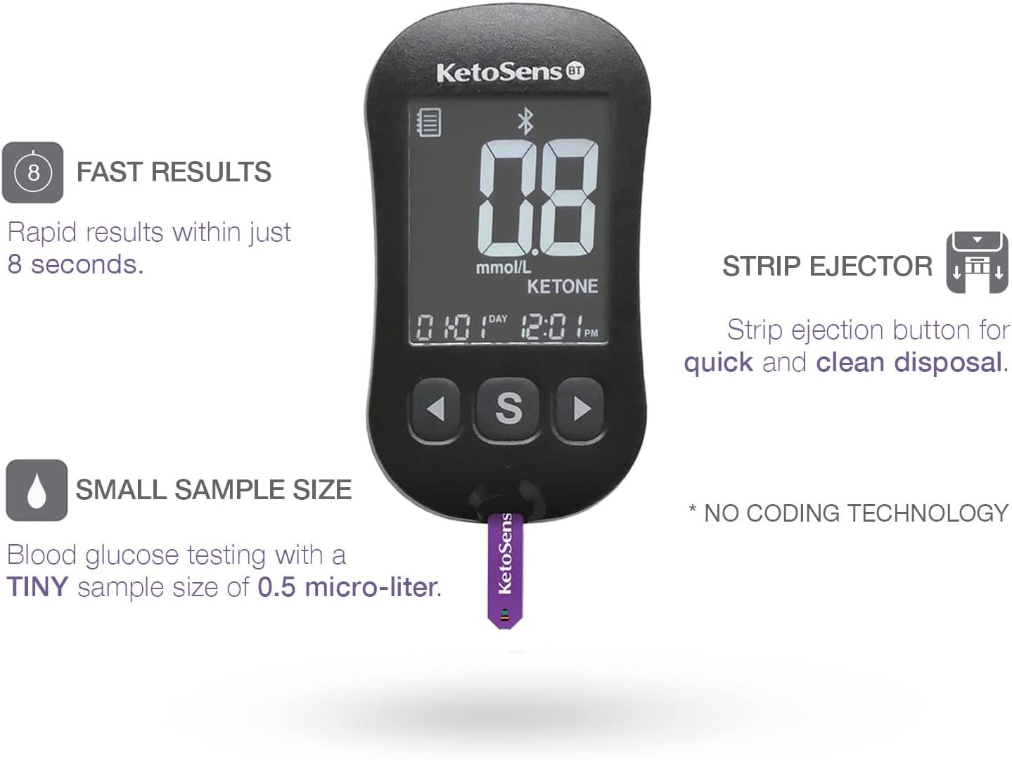 KetoSens Blood Ketone Monitoring Starter Kit with Bluetooth Ideal for