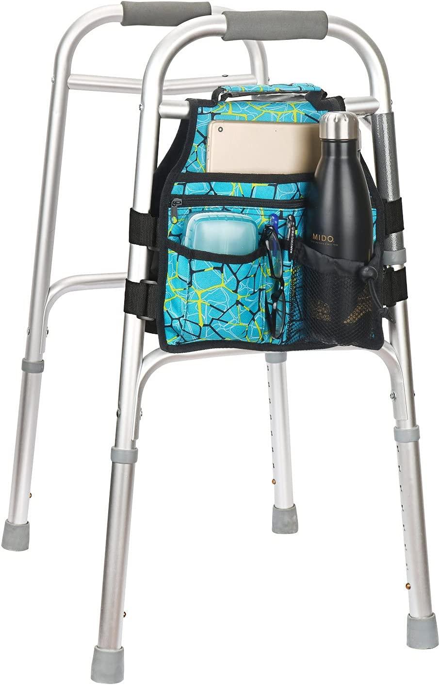 Side Walker Bag with Cup Holder, Folding Walkers Side Accessaries Organizer Pouch Tote for