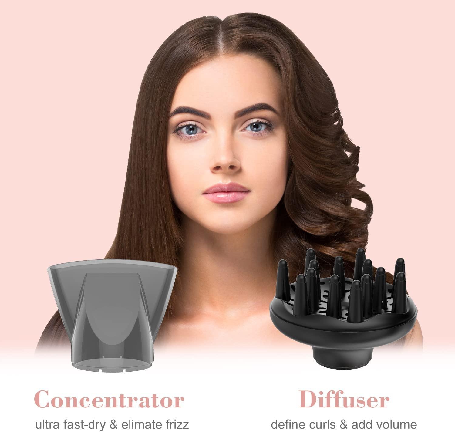 Ionic Blow Dryer with Diffuser, Professional Hair Dryer Low Noise with