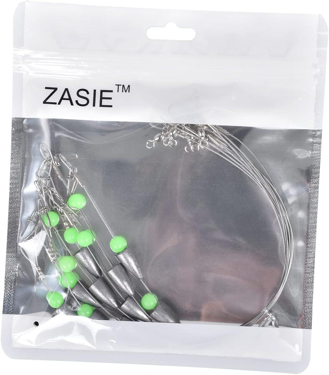 ZASIE Carolina Rigs for Fishing- 12 Inch Steel Fishing Leaders with Fishing  Weight, Pre Rigged Carolina Rigs with Fishing Weight 1/6oz, 1/4oz, 1/2oz,  10 Pcs 1/2 oz 12 Inch