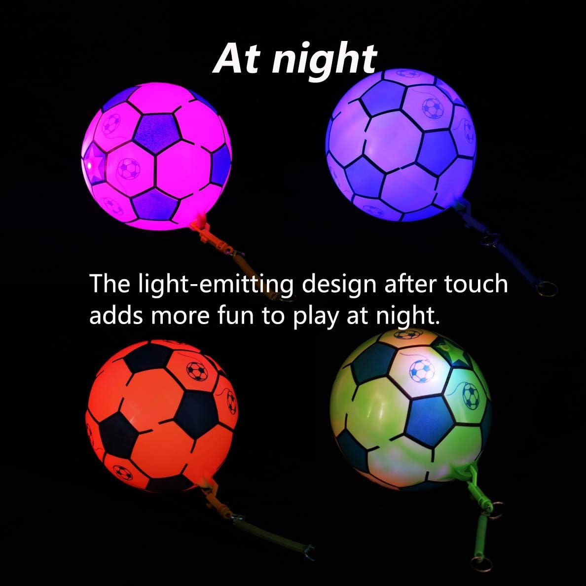 7'' Tetherball Set for Kids, Light Up Soccer Ball, Much Brighter Than Glows  in Dark, Indoor Outdoor Gift for Teenager Toddler with Rope and Pump