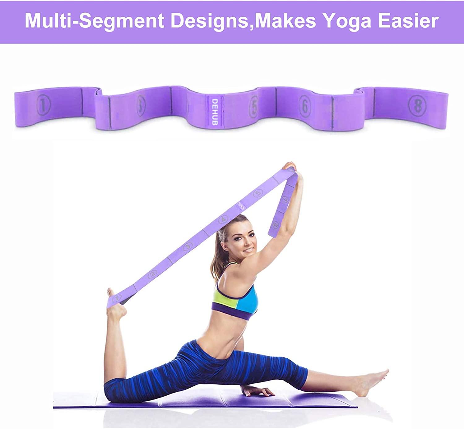 DEHUB Stretch Strap, Elastic Yoga Stretching Strap, Multi-Loop for Physical  Therapy, Pilates, Yoga, Dance & Gymnastics Exercise and Flexible Pilates Stretch  Band Purple