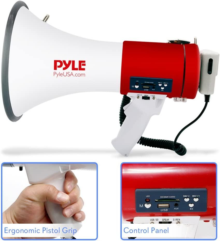 Pyle Audio Pyle Portable Compact PA Megaphone Speaker w/ Alarm Siren,  Adjustable Volume, 40 W Handheld Lightweight Marine Grade Waterproof  Bullho【並行輸入商品】