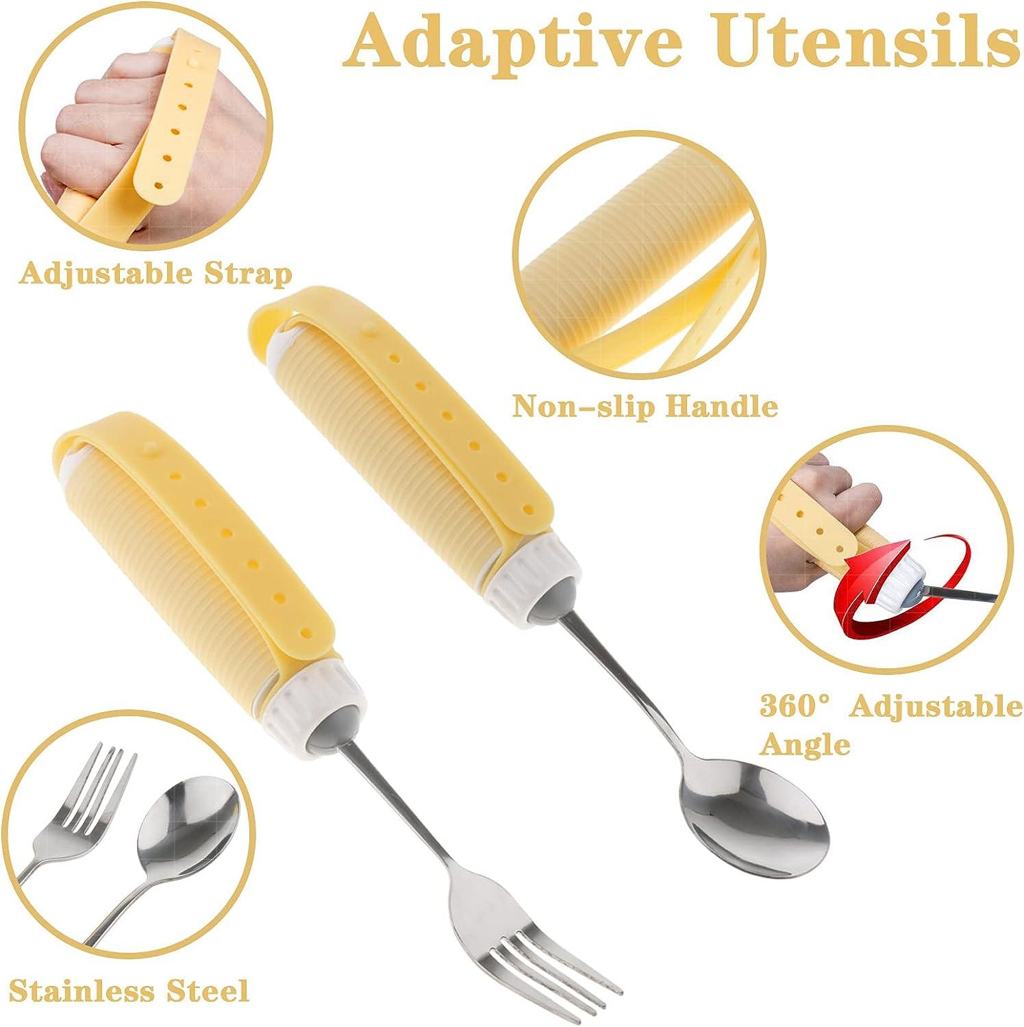 Weighted Adaptive Utensils Set for Hand Tremors Swivel Spoons, Forks