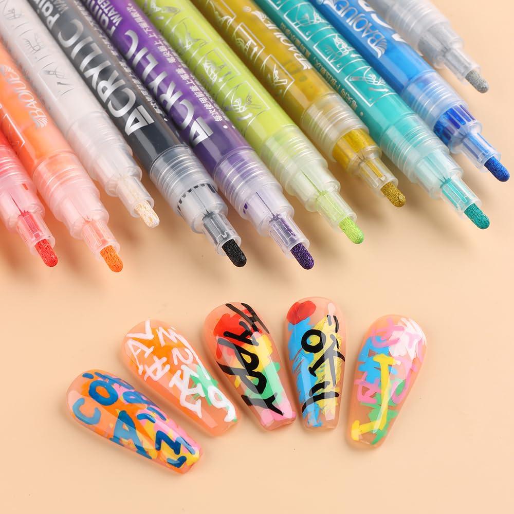 12 Colors Nail Art Pens Set Graffiti Dotting Liner Painting